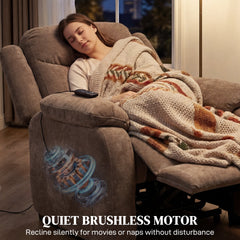 Massage Recliner Chair, Power Recliner with Quiet Brushless Motor, Remote, Pockets, 2 Memory Positions, Beige