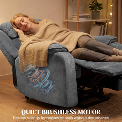 Power Recliner Chair with Massage, Electric Lift Chair for Elderly with Side Pockets, 2 Memory Positions, Remote, Brown