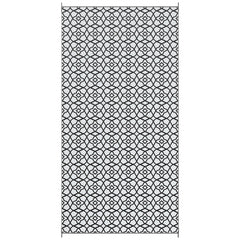 Reversible Outdoor Rug, Waterproof Plastic Straw RV Rug with Carry Bag, 9' x 18', Black and White Clover