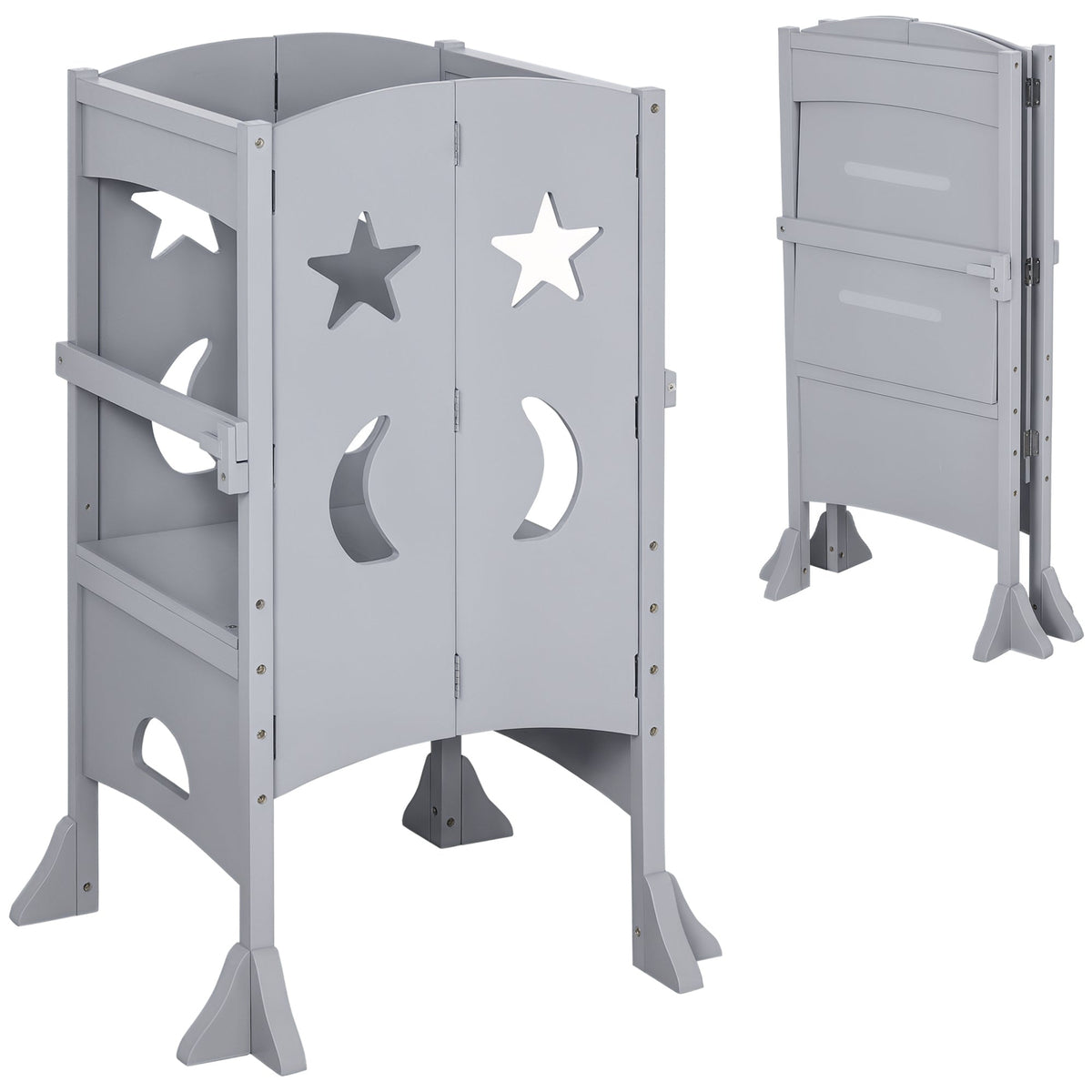 Step Stool with Safety Rail and Support Handles Kitchen Counter Step-up Helper