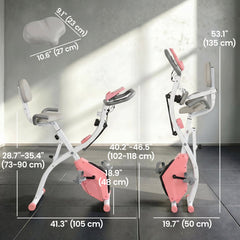 3 in 1 Folding Exercise Bike, Foldable Stationary Bike with 8-Level Magnetic Resistance, Adjustable Seat, Black