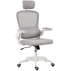 Ergonomic Mesh Office Chair, High Back Desk Chair with Rotatable Headrest, Flip-Up Armrests, Lumbar Support, Black