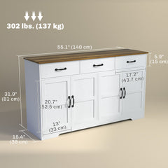 Sideboard Buffet Cabinet with Storage, Modern Coffee Bar Cabinet with 3 Drawers and Adjustable Shelves, Distressed Black