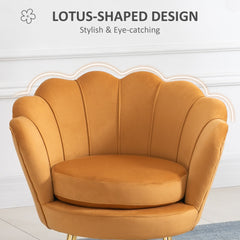 Modern Accent Chair, Velvet-Touch Fabric Leisure Club Chair with Gold Metal Legs for Bedroom, Dark Green