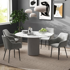 Dining Chairs Set of 2, Velvet-look Fabric Upholstered Kitchen Chairs with Backrest, Armrests and Steel Legs, Cream White