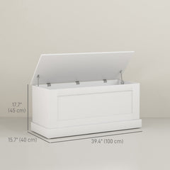 31.5 Inches Storage Chest, Storage Trunk with Safety Hinge, Wooden Box for Living Room, Natural Wood Grain