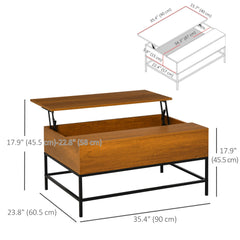 Lift Top Coffee Table with Hidden Storage Compartment Lift Tabletop Center Table for Living Room, Rustic Brown