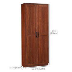 63" Kitchen Storage Cabinet, 5-tier Pantry Cabinet with Doors and Adjustable Shelves for Dining Room, Black