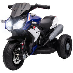 Kids Electric Motorcycle Ride-On Toy with 3 Wheels, Music, Horn, Lights, Black