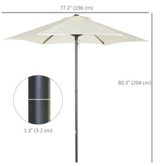 6.6FT Patio Umbrella, Outdoor Parasol with 6 Solid Ribs, Cream White