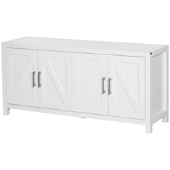 Sideboard Cabinet Buffets Table with Barn Style Doors TV Cabinet Stand for TVs up to 65" with 4 Cable Holes White
