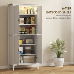 69.5" Tall Kitchen Pantry Storage Cabinet with Motion Sensor LED Light, Modern Kitchen Pantry Cabinet, Green