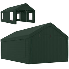 12 x 20ft Carport with 2 Roll-Up Doors, 4 Windows, Portable Garage with Removable Sidewalls for Car, Truck, Dark Grey