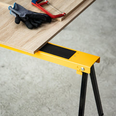 2PCS Saw Horse Twin Pack Folding Workbench Metal Trestle Stands with Non-slip EVA Surface Orange
