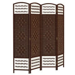 4 Panel Folding Room Divider, Portable Privacy Screen, Wave Fiber Room Partition for Home Office, Black