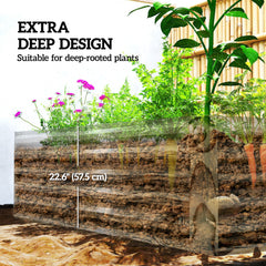 6' x 3' x 2' Raised Garden Bed, Galvanized Planter Box for Growing Flowers, Herbs and Vegetables, Brown