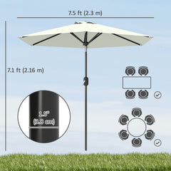 Patio Sun Umbrella, Outdoor Parasol with 6 Ribs, Khaki