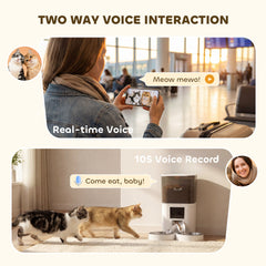 Automatic Cat Feeder for 2 Cats, 2.4G WiFi Pet Food Dispenser 6L APP Control