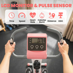 3 in 1 Folding Exercise Bike, Foldable Stationary Bike with 8-Level Magnetic Resistance, Adjustable Seat, Black