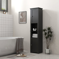 Tall Medicine Cabinet, Freestanding Bathroom Storage Cabinet with Shelves and 2 Cupboards, Bathroom Organizer, White