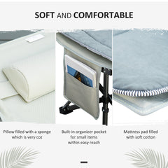 Folding Camping Cot with Mat & Pillow, Double Layer Oxford Heavy Duty Sleeping Cot with Carry Bag Blue