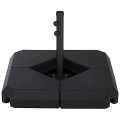 Umbrella Stand Fitting 2" Poles and Steel Base with 4 Fillable Plastic Weights, 158lbs Sand or 132lbs Water Filled, Black