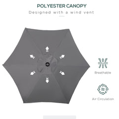 6.6FT Patio Umbrella, Outdoor Parasol with 6 Solid Ribs, Dark Grey
