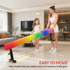 7.5ft Adjustable Balance Beam, Gymnastics Beam with Wheels, Gymnastics Equipment for 6+ Years Old Training
