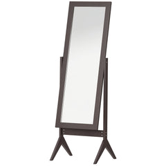 Full Length Mirror, Free Standing Full Body Mirror with Rectangular Frame, Adjustable Angle for Dressing Room, Bedroom, Living Room, Dark Brown