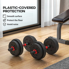 44lbs 2-in-1 Adjustable Dumbbells Weight Set, Dumbbell Hand Weights Barbell for Body Fitness, Lifting Training for Home, Office, Gym, Black and Red