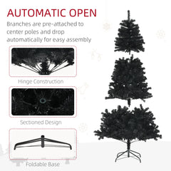5ft Artificial Christmas Trees with Auto Open and Steel Base, Black