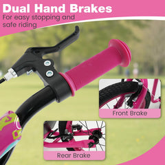 Youth Scooter with Adjustable Handlebar and 16/14-Inch Inflatable Wheels for Age 8+ Years Old-Pink