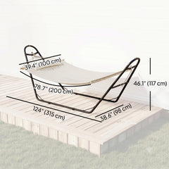 Hammock with Stand, Heavy Duty Camping Hammock with Detachable Pillow and Spreader Bar, 264 lbs Capacity, Cream White