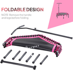 48" Adult Hexagon Rebounder Trampoline Fitness Bungee Jumping Cardio Trainer Outdoor Bouncer Jumper Adjustable Bar Pink