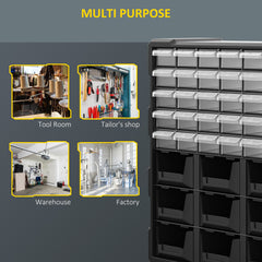 Plastic 39 Drawer Parts Organiser Wall Mount Storage Cabinet for Small Nuts Bolts Tool Black