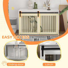 39" Dog Crate Furniture, Dog Crate End Side Table for Large Dogs, White