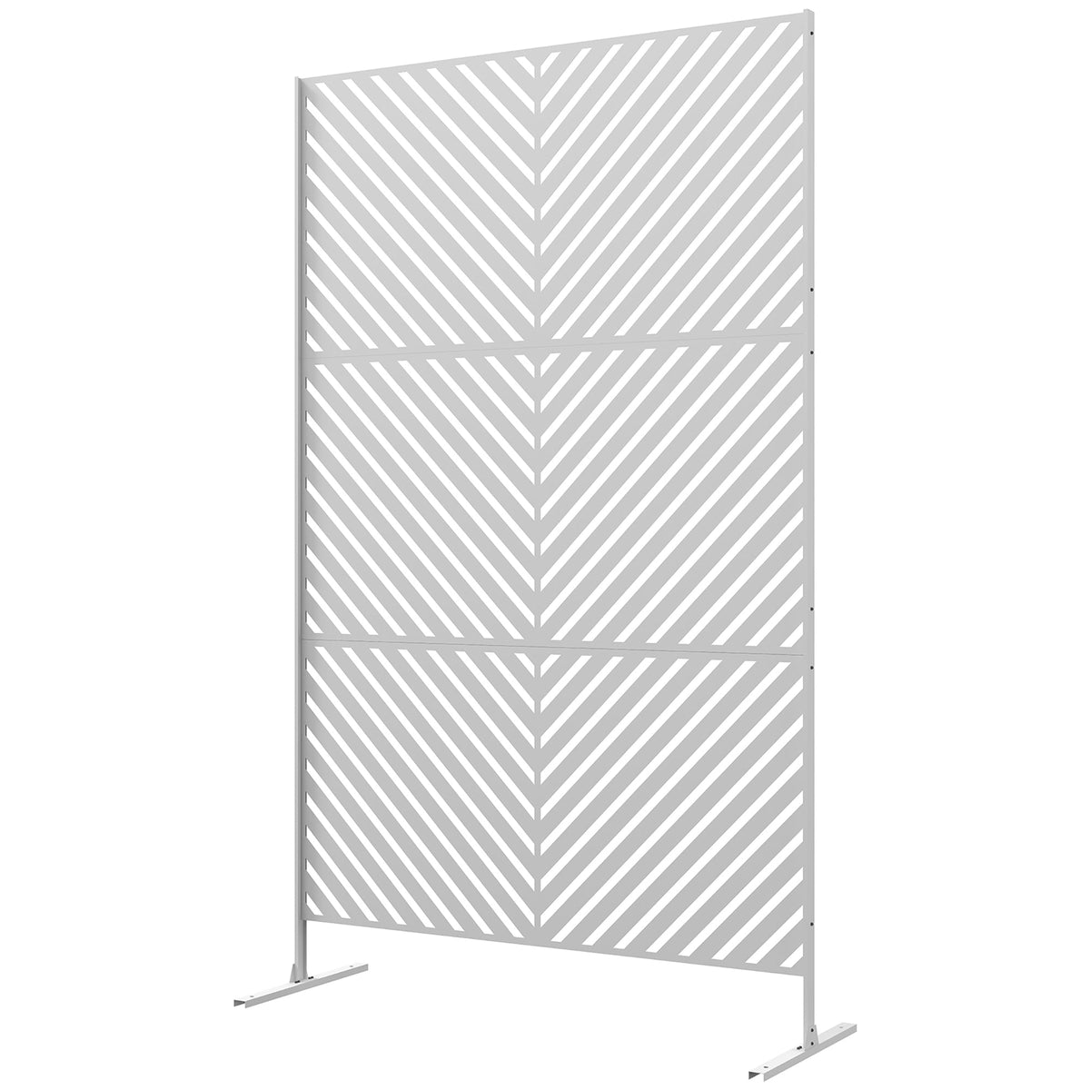 6.5FT Decorative Outdoor Divider, Metal Privacy Screen with Stand, Triangle Style, Black