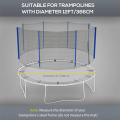 Trampoline Net Enclosure, Trampoline Netting Replacement with Zippered Entrance for 12ft Round Trampoline