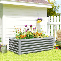 6' x 3' x 2' Raised Garden Bed, Galvanized Planter Box for Growing Flowers, Herbs and Vegetables, Brown