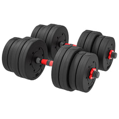44lbs 2-in-1 Adjustable Dumbbells Weight Set, Dumbbell Hand Weights Barbell for Body Fitness, Lifting Training for Home, Office, Gym, Black and Red