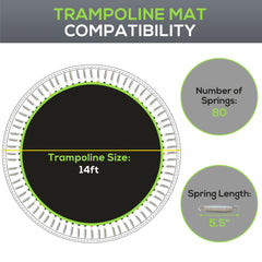 Trampoline Replacement Mat, Fits 14' Trampoline w/ 80 V-Hooks & 5.5" Springs (Spring & Frame not Included), Black