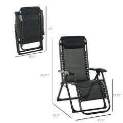 Reclining Zero Gravity Chair with Adjustable Backrest, Folding Garden Sun Lounger, Outdoor Recliner with Removable Cushion and Headrest, Light Grey