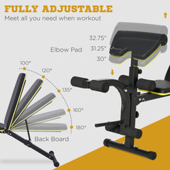 Adjustable Weight Bench, Sit Up Dumbbell Bench, Multi-Functional Purpose Hyper Extension Workout Bench with Adjustable Seat and Back Angle