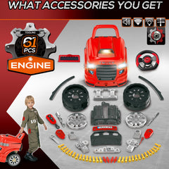 Smart Truck Engine Toy Set for Kids - Mini Car Service Station, Kids Tool Set Included, Suitable for 3-5 Years Old