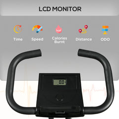 Foldable Exercise Bike Indoor Stationary Bike w/ 8-Level Magnetic Resistance LCD Screen Phone Holder for Home Gym Black