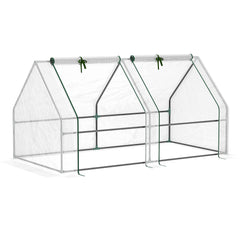 Portable Mini Greenhouse Tunnel Growing Tent Plants Flower Warm House w/ Zippered Roll-up Doors, Clear