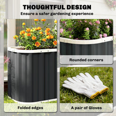 Galvanized Raised Garden Bed, Deep Root Planter Box, Outdoor Garden Bed with Plant Labels, 5' x 2' x 2', Dark Grey