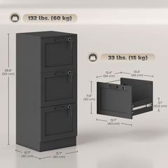 Vertical Filing Cabinet with 2 Drawers, Lock, File Cabinet for Home Office, A4 and Letter Size Files, White