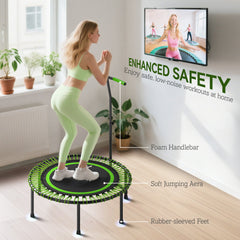 45" Rebounder Trampoline for Adults, Mini Fitness Trampoline Bungee Rebounder with 5-Level Adjustable Handle