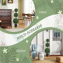 2 Pack 36.1" Artificial Trees, Boxwood Topiary Ball Trees with Pot for Indoor, Outdoor, Home Office, Living Room, Green